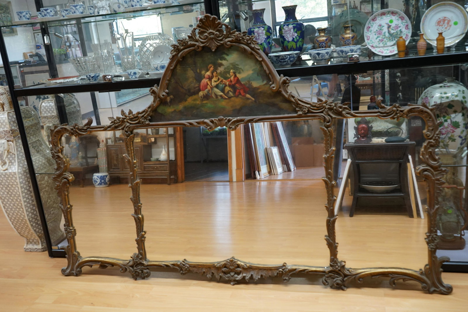 French LOUIS XVI Trumeau Lacquered Mirror (1 of 13)