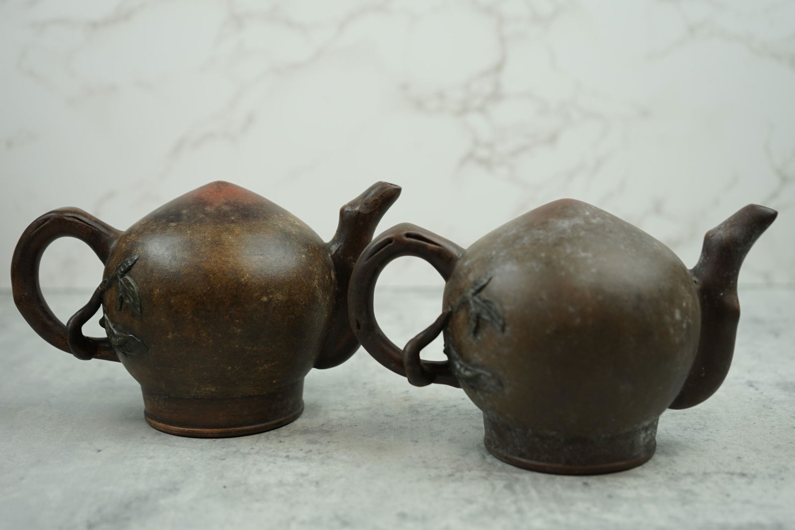 Qing Dynasty ZISHA Peach Shaped Teapot(2 Pieces) (1 of 10)