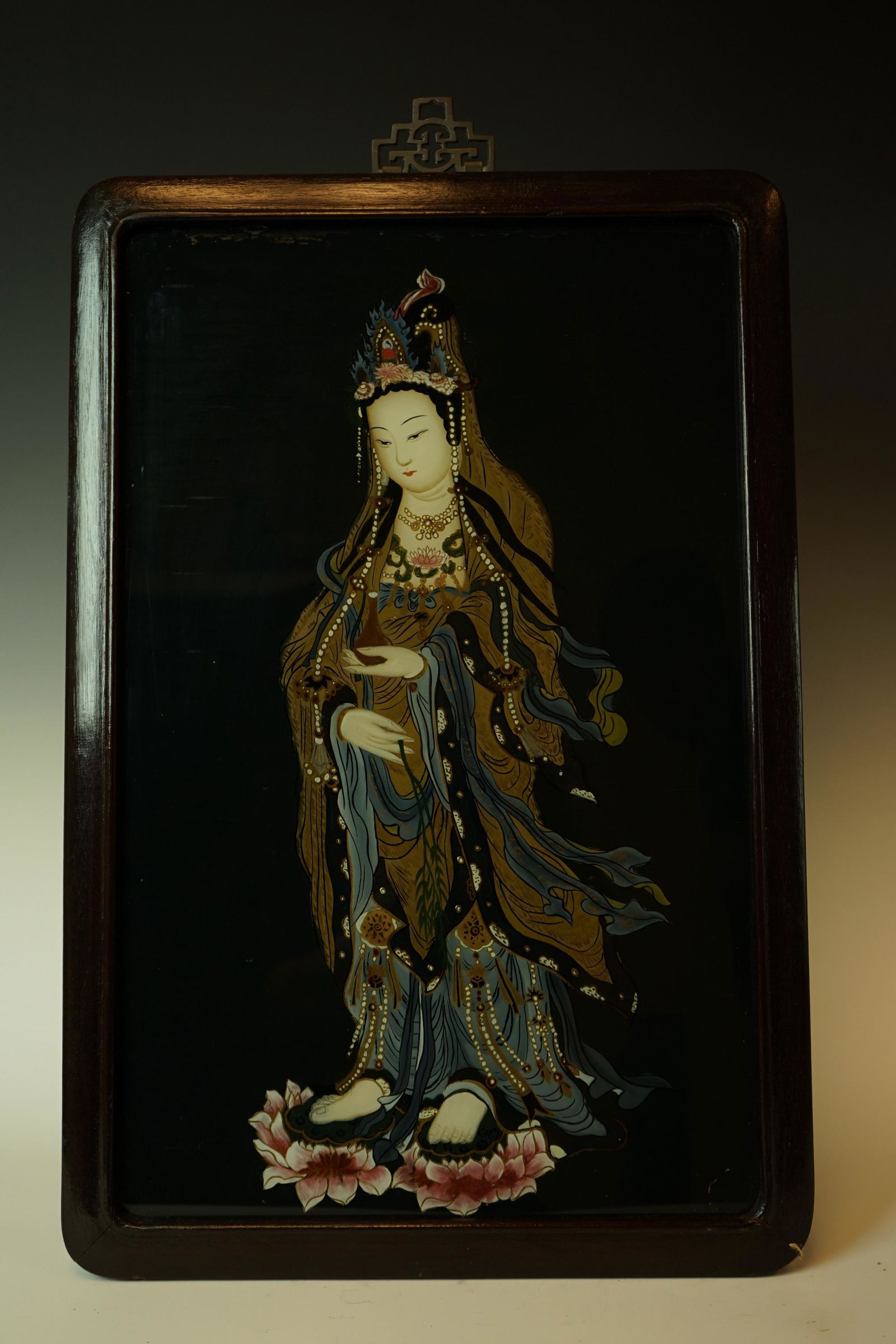 Reverse Painted Glass Painting of KUAN YIN,Republic Period (1 of 2)
