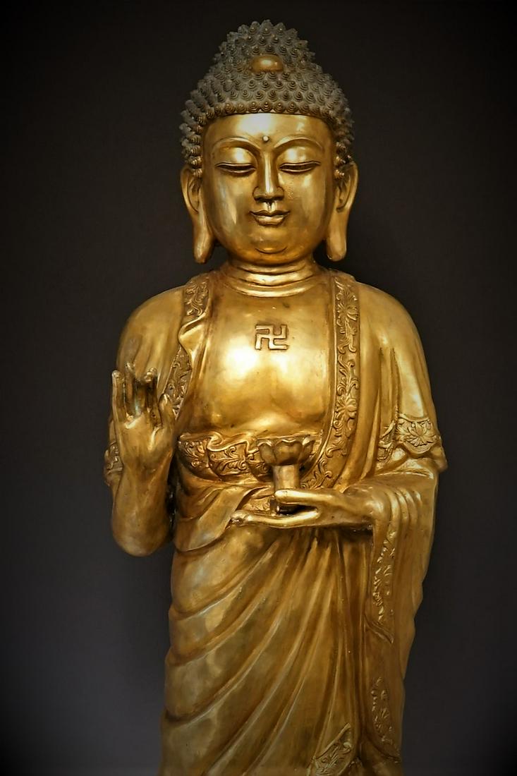 Large Ming Xuande Marked Bronze Gilt Buddha Statue (1 of 6)