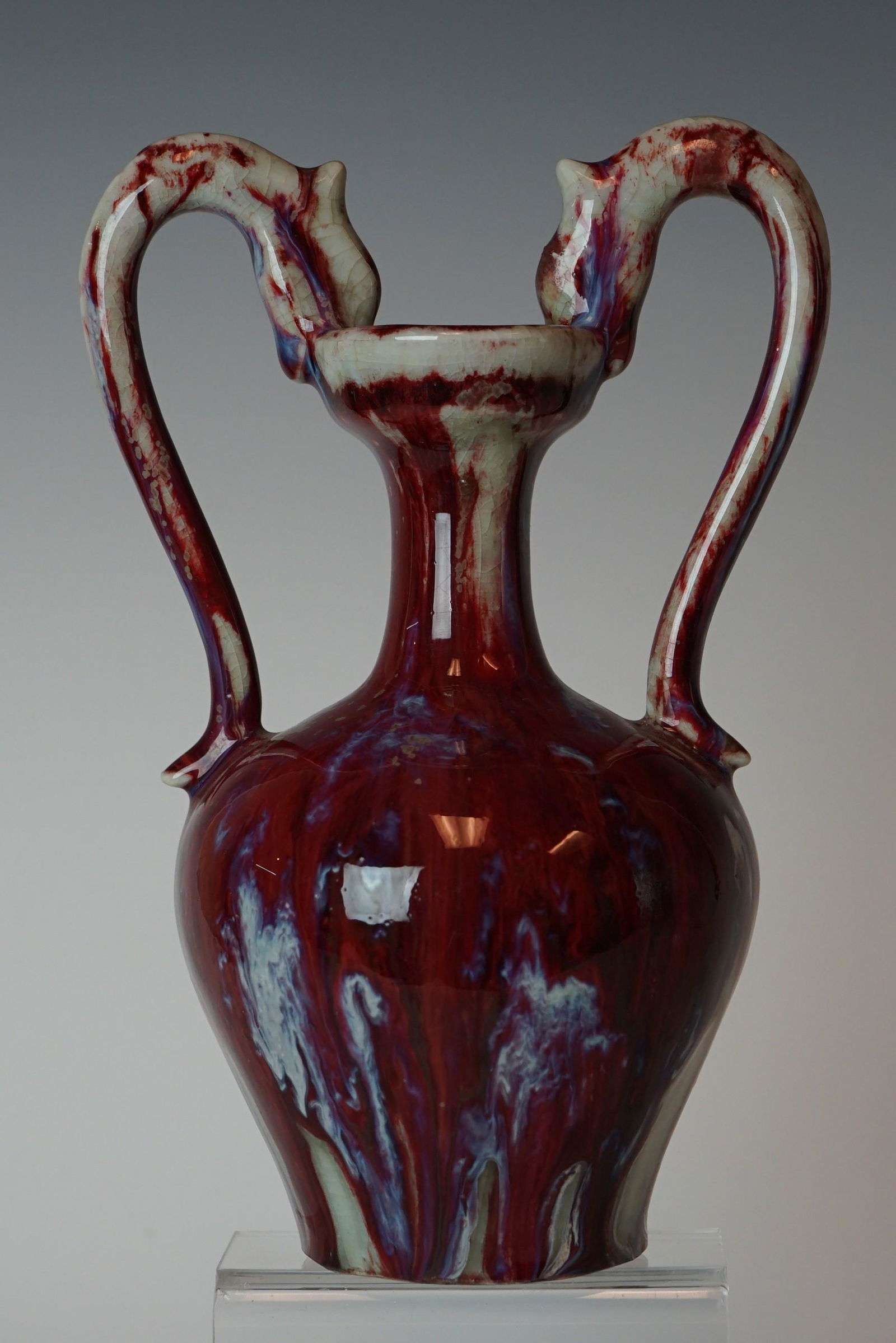 A Flambe-Glazed Porcelain Vase W Double Dragon Handles (1 of 7)