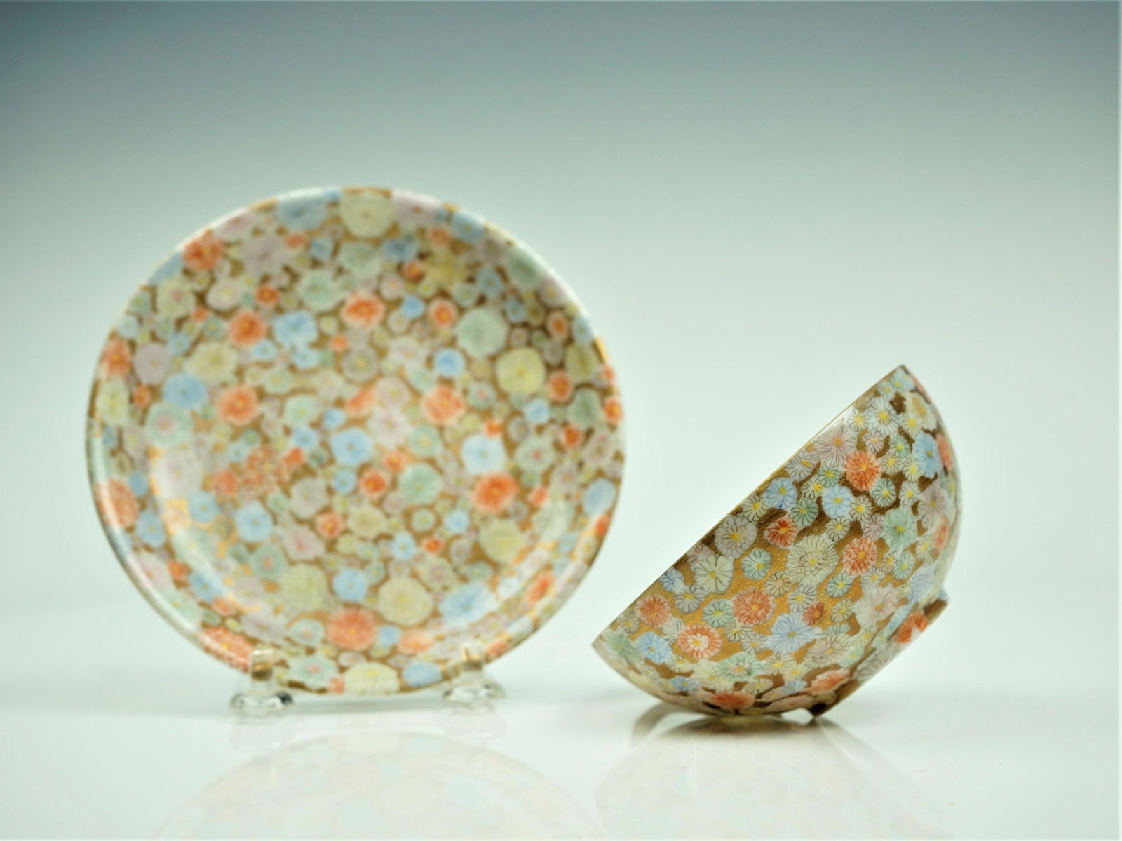 Thousand Daisies Glazed Eggshell Porcelain Cup and Saucer (1 of 10)