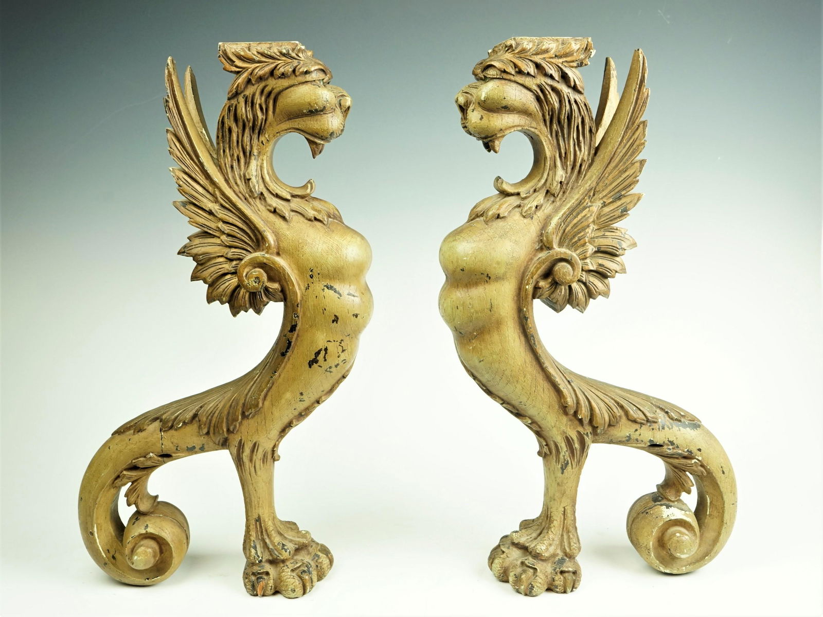 A Pair of  Wooden Griffin Pedesta-19th C (1 of 4)