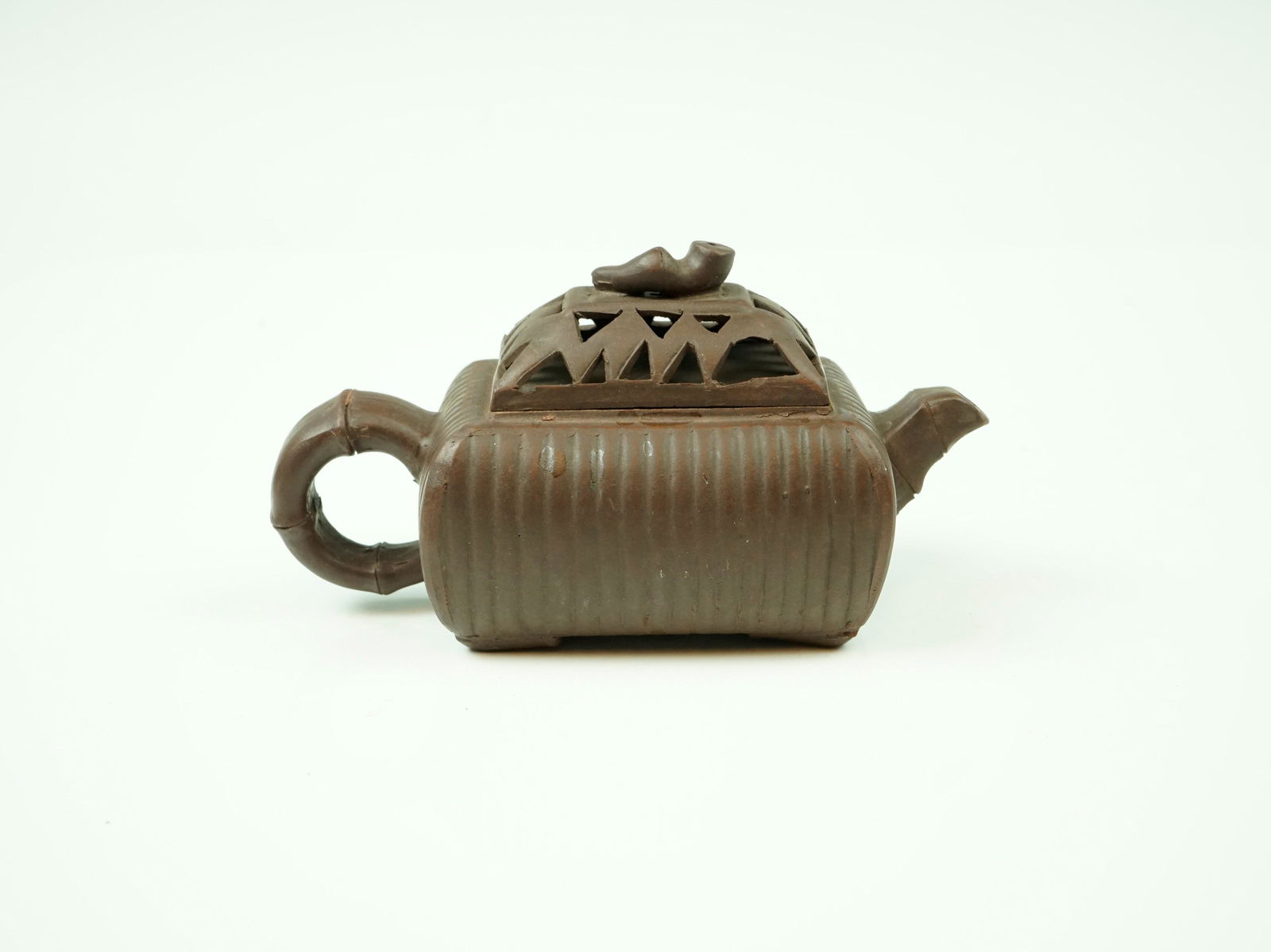 Fine Chinese Yixing Clay  Square Openwork Teapot (1 of 7)