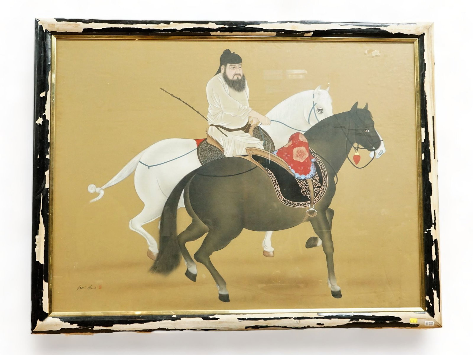 A Chinese Horseman Painting, Signed Hai Shin (1 of 5)