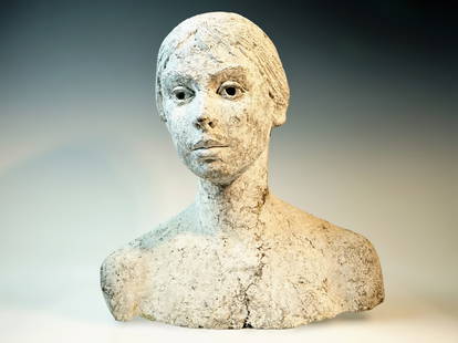 Pale and dark gray metal portrait bust: Shipping: We offer in-house shipping services for most small items. This means that we will take care of packing and shipping the items directly to you. For larger or specialized items, we recommend u