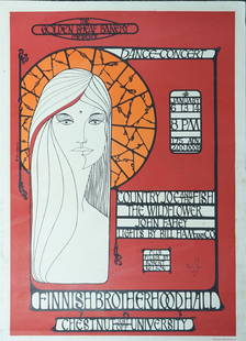 Loren rehbock - country joe and the fish, the wildflower & john fahey (1967) concert poster,Signed: Loren Rehbock - Country Joe and the Fish, The Wildflower & John Fahey. Art of Rock: 2.270. Poster for concert at the Finnish Brotherhood Hall, Berkeley, USA on January 6, 13 and 14, 1967. Lights by Bi