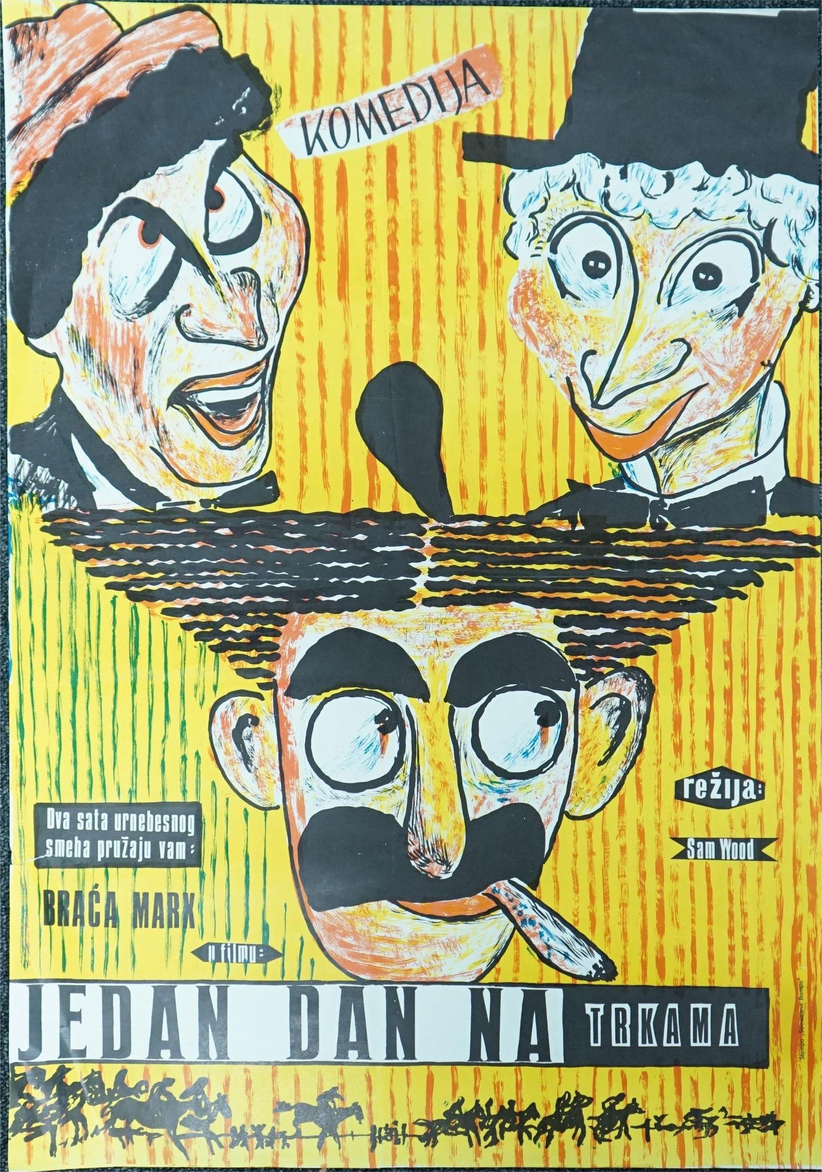 Day at races marx brothers sam wood 1960's unique art rare exyu movie poster (1 of 2)