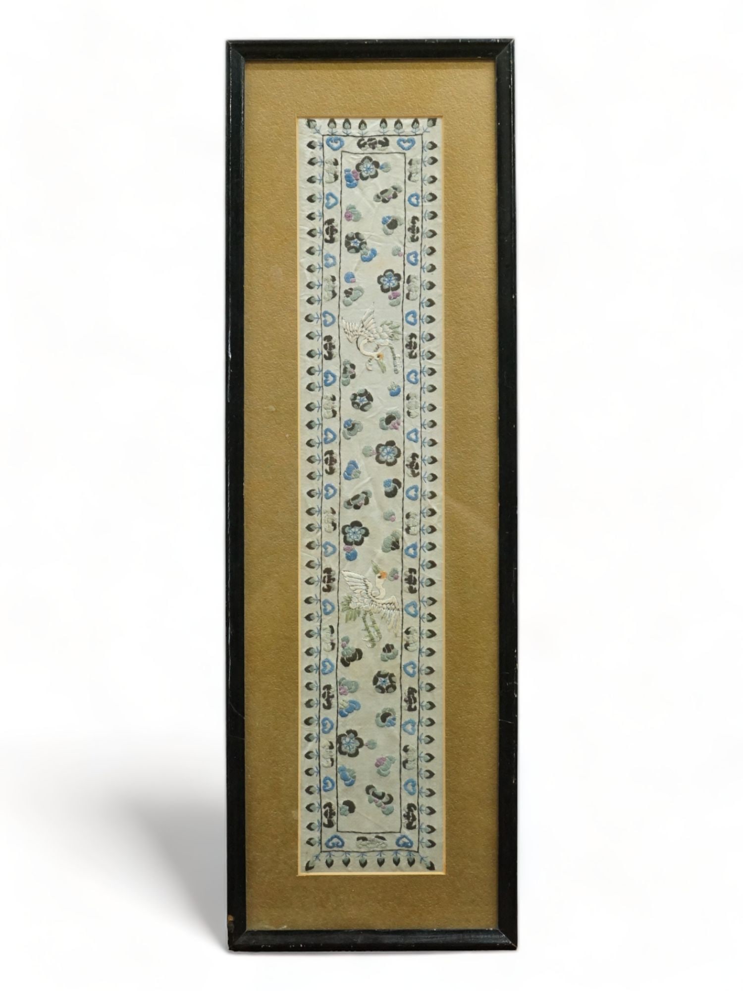 A Chinese Silk Embroidered Panel With Crane Pattern (1 of 4)