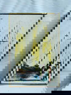 Mid century modern original abstract painting boats signed: Shipping: We offer in-house shipping services for most small items. This means that we will take care of packing and shipping the items directly to you. For larger or specialized items, we recommend u