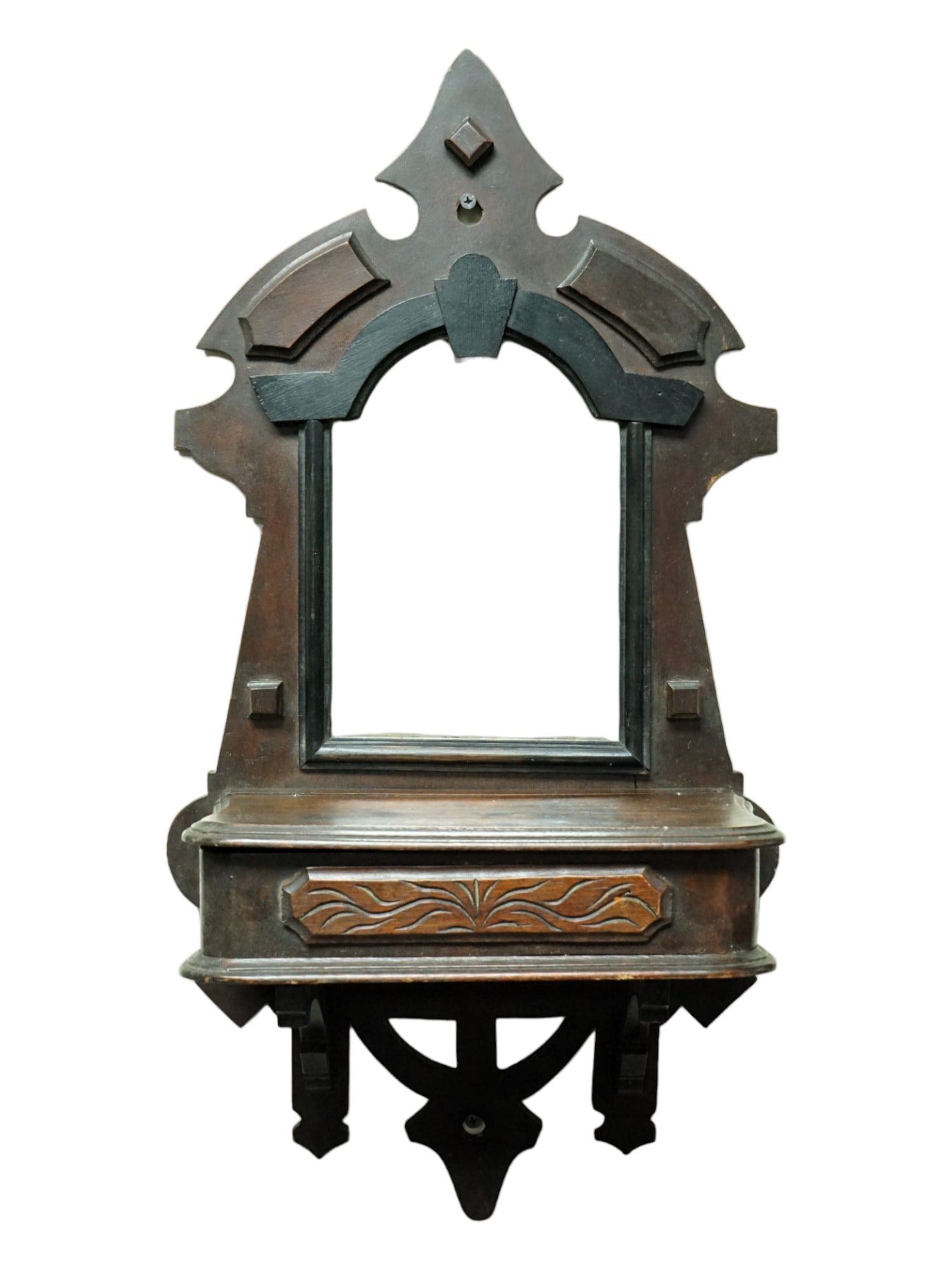 Small Victorian Hanging Storage Box w/Mirror Shelf (1 of 5)