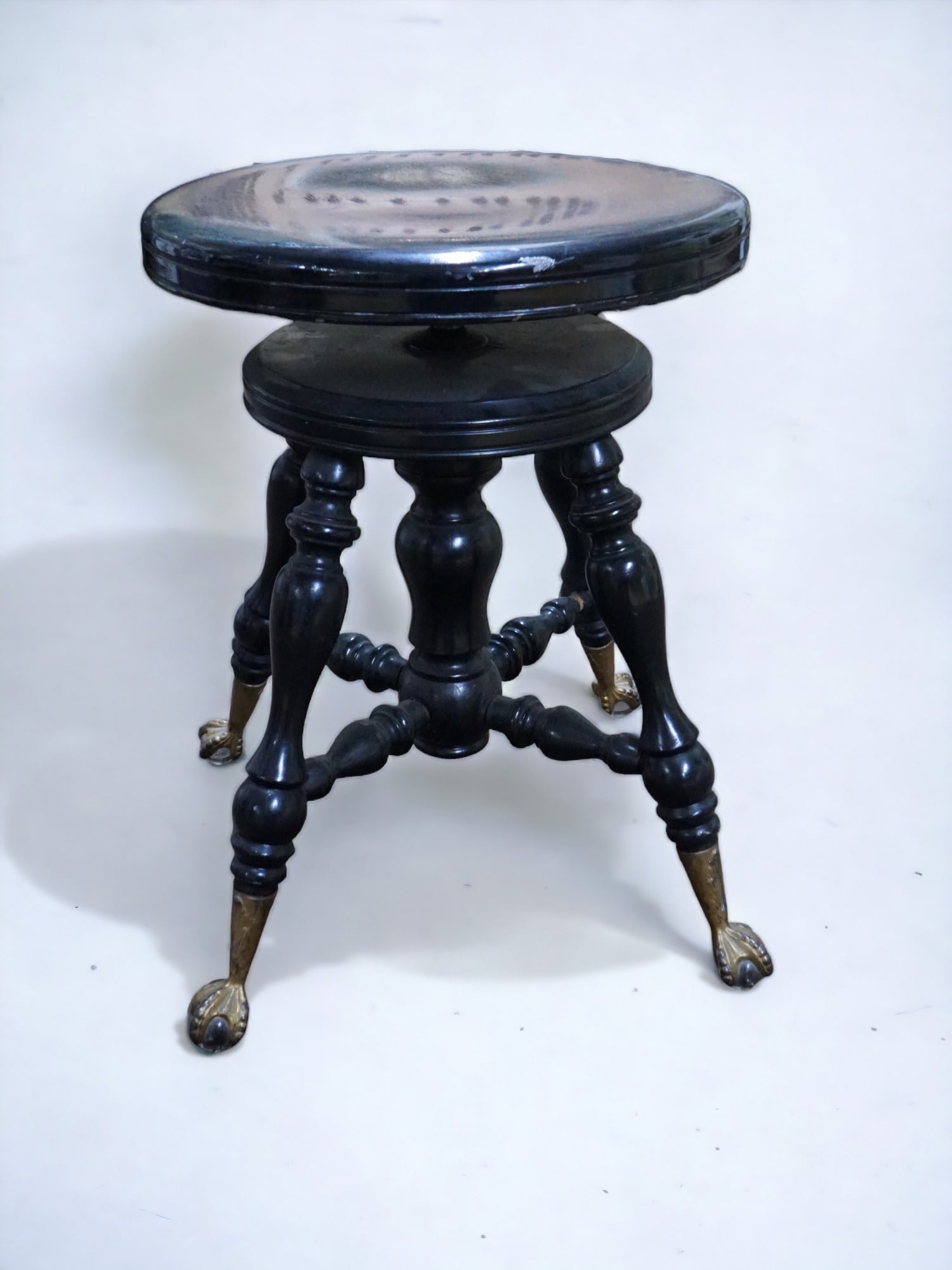 Late 19th Century Victorian Swivel Piano Stool With Ball and Cast Iron Claw Feet (1 of 3)