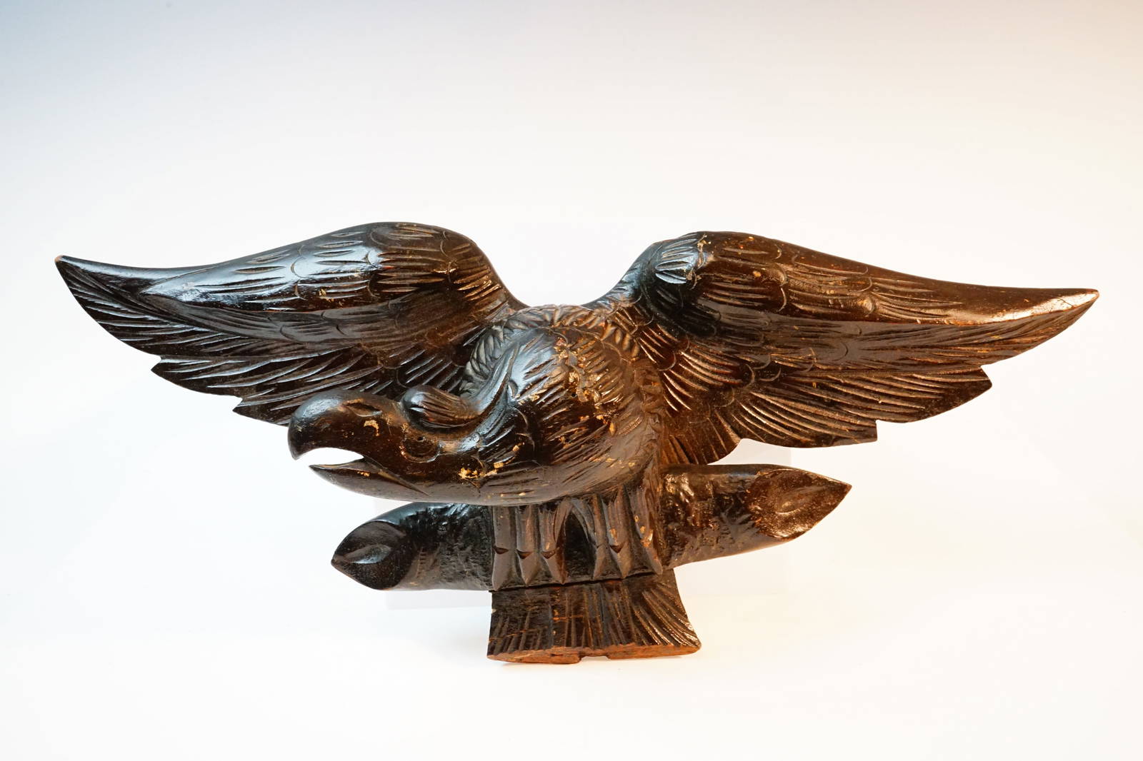 Carved And Painted Wooden Eagle Plaque Auction