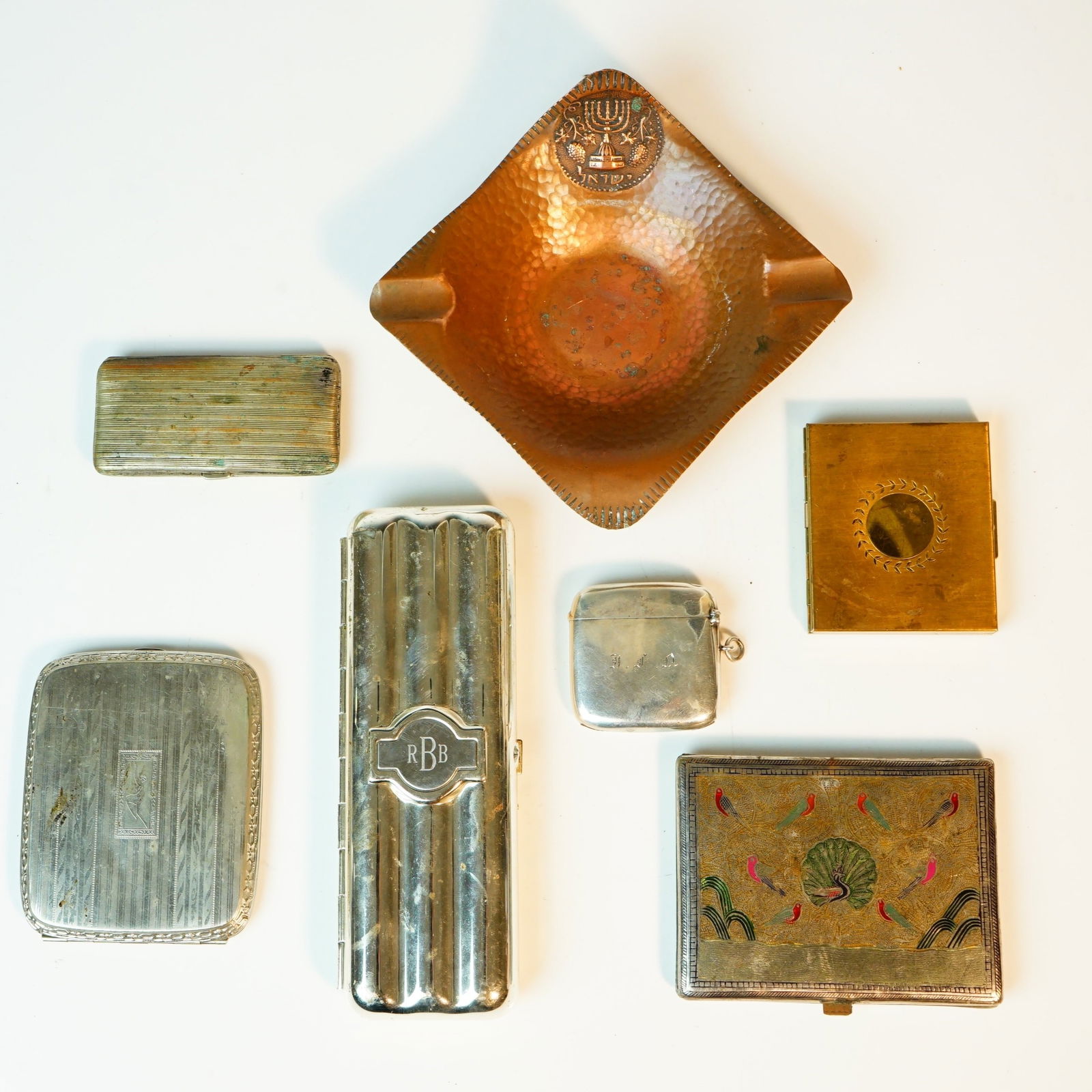 A Lot Of Vintage Metal Cigarette Cases And  Match Books (1 of 2)