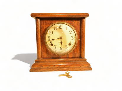 Gilbert Clock, Early 20Th Century: Origin: USA Date/Period: 20th.c Material: wood Approximate Size: Height:10in Length :10.5in Width: 5.5in Shipping: We offer in-house shipping services for most small items. This means that we