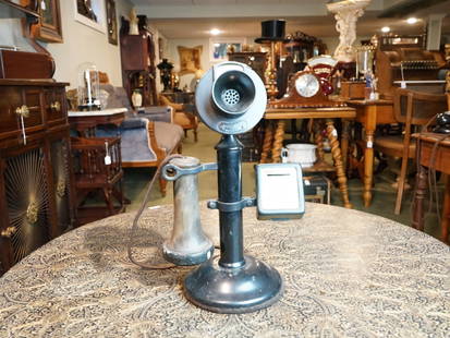 Western Electric Courtesy Coin Box Candlestick Phone, Circa 1930: Origin: USA Date/Period: 20th.c Approximate Size: Height: 12in Width:7in Shipping: We offer in-house shipping services for most small items. This means that we will take care of packing and shipping t