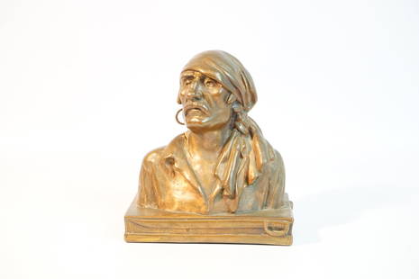 Vintage copper-clad plaster pirate statue bookend, signed on the base: Approximate size:7.5x6x3.5in Shipping: We offer in-house shipping services for most small items. This means that we will take care of packing and shipping the items directly to you. For larger or spec