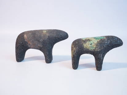 Pair of Lorna Graves (England,1947–2006) Black Raku Animal  Stoneware  Statues: Approximate size:H:2.75x4.25x1.25in/2.5x3.25x1.25in Shipping: We offer in-house shipping services for most small items. This means that we will take care of packing and shipping the items directly to