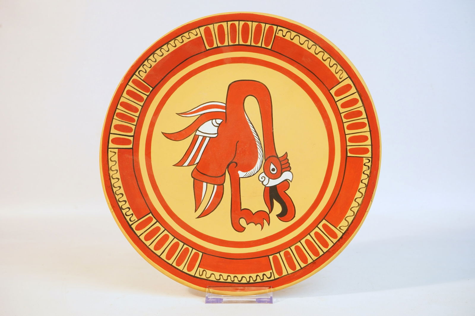 Decorative Wall-Hanging Pottery Plate with  Vulture Pattern (1 of 4)