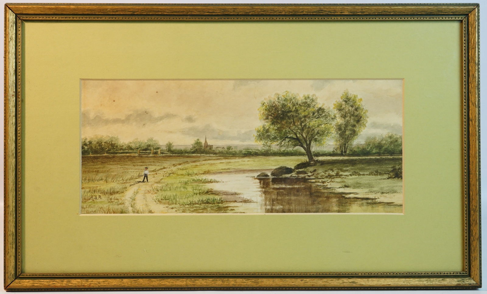 Vintage A.B.R. Signed Watercolor  Landscape, The Bank of a River (1 of 4)