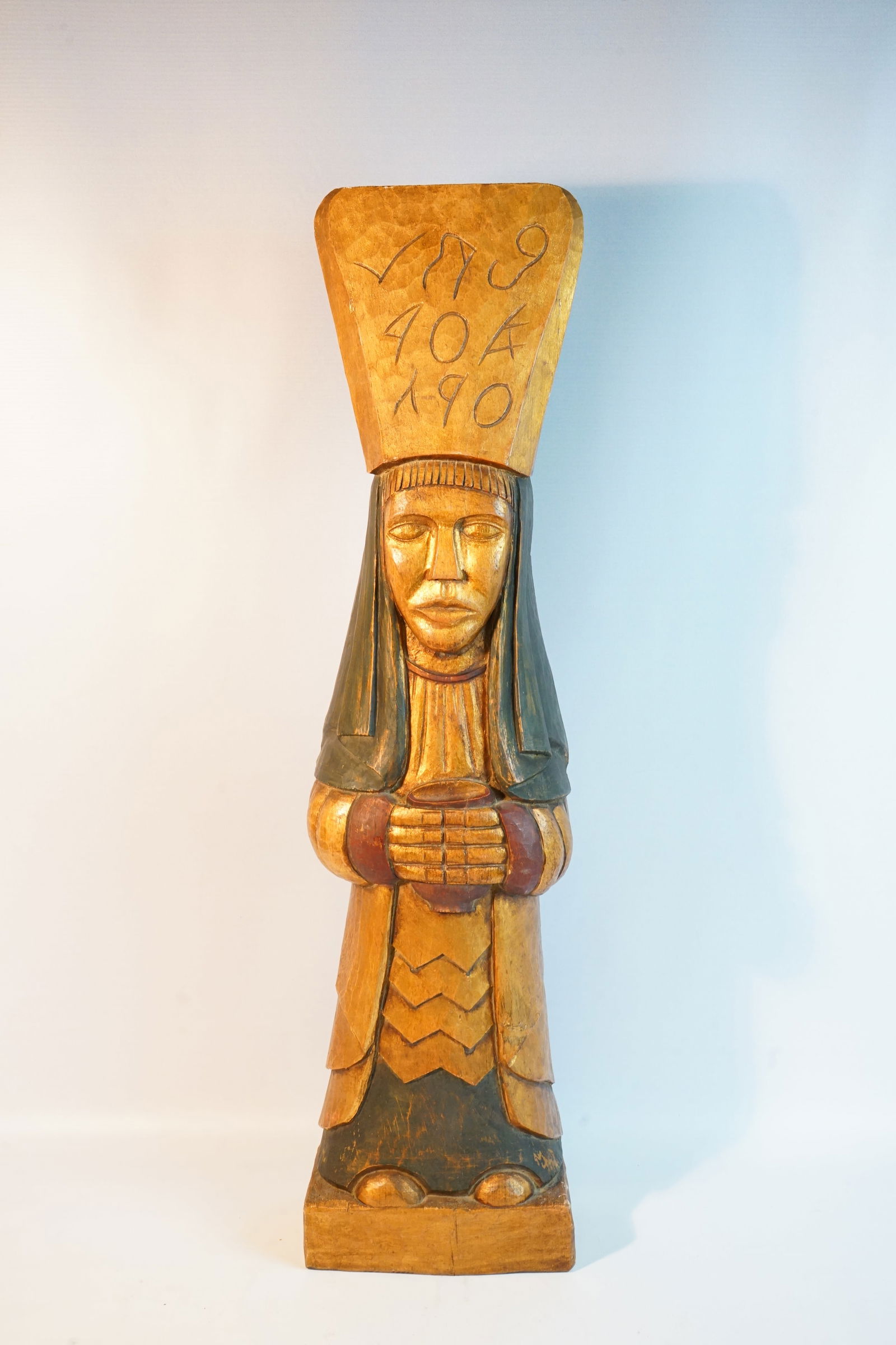 Folk Art Hand-Carved Wooden Wall-Mounted Figurative Sculpture (1 of 5)