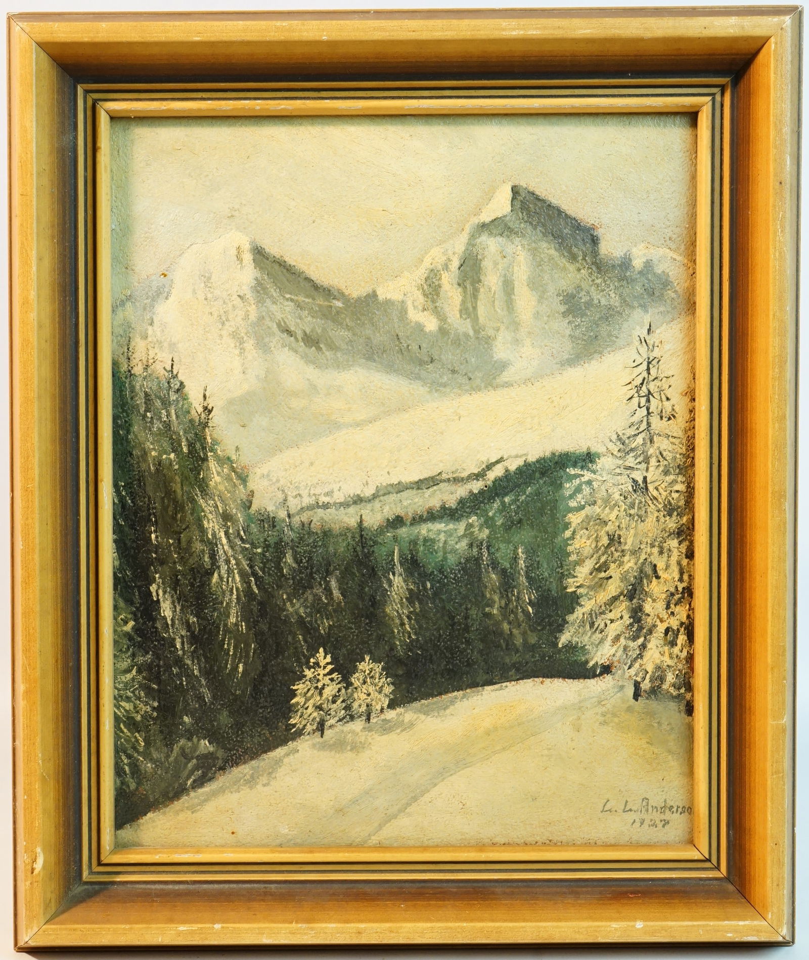 L.L.anderson 1927 Signed Landscape Oil Painting on Board (1 of 4)