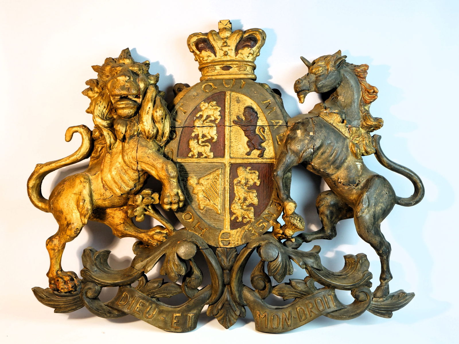Large Carved Royal Coat of Arms of The United Kingdom,19th C: Approximate size:28x35x6 in Shipping: We offer in-house shipping services for most small items. This means that we will take care of packing and shipping the items directly to you. For larger or speci