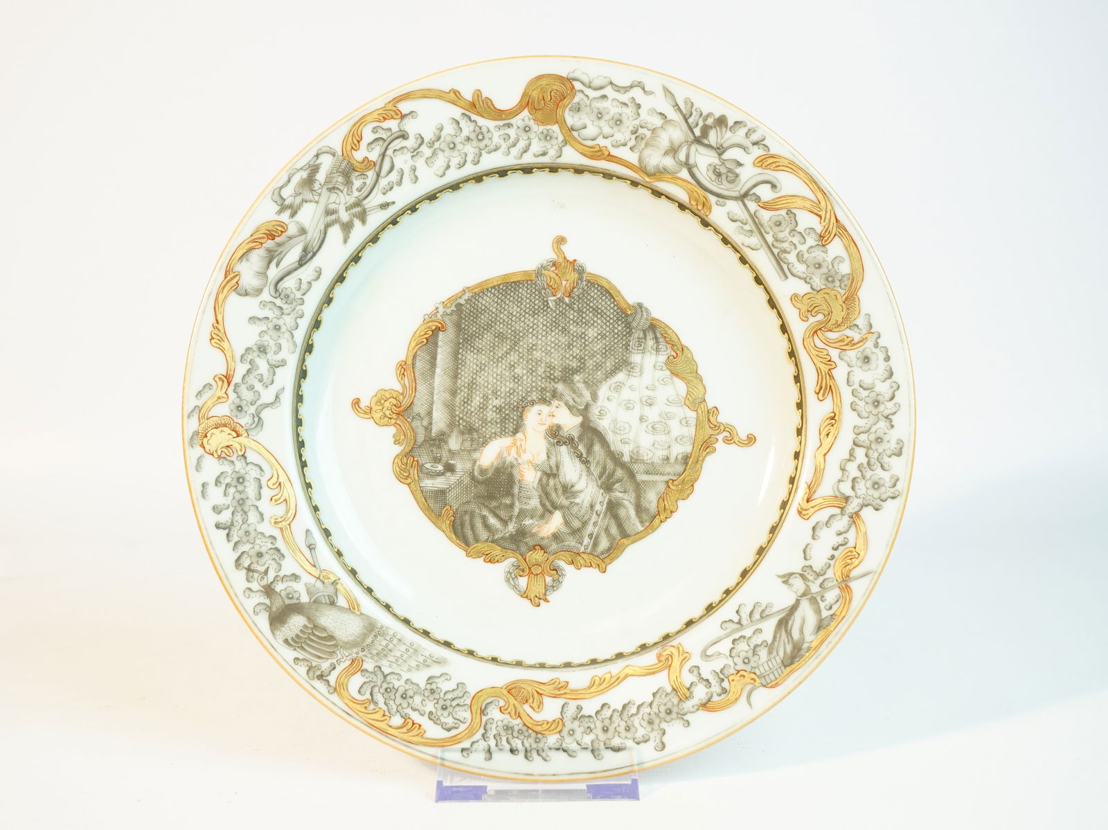 Chinese Export En-Grisaille Decorated Dish, 18th Century (1 of 6)