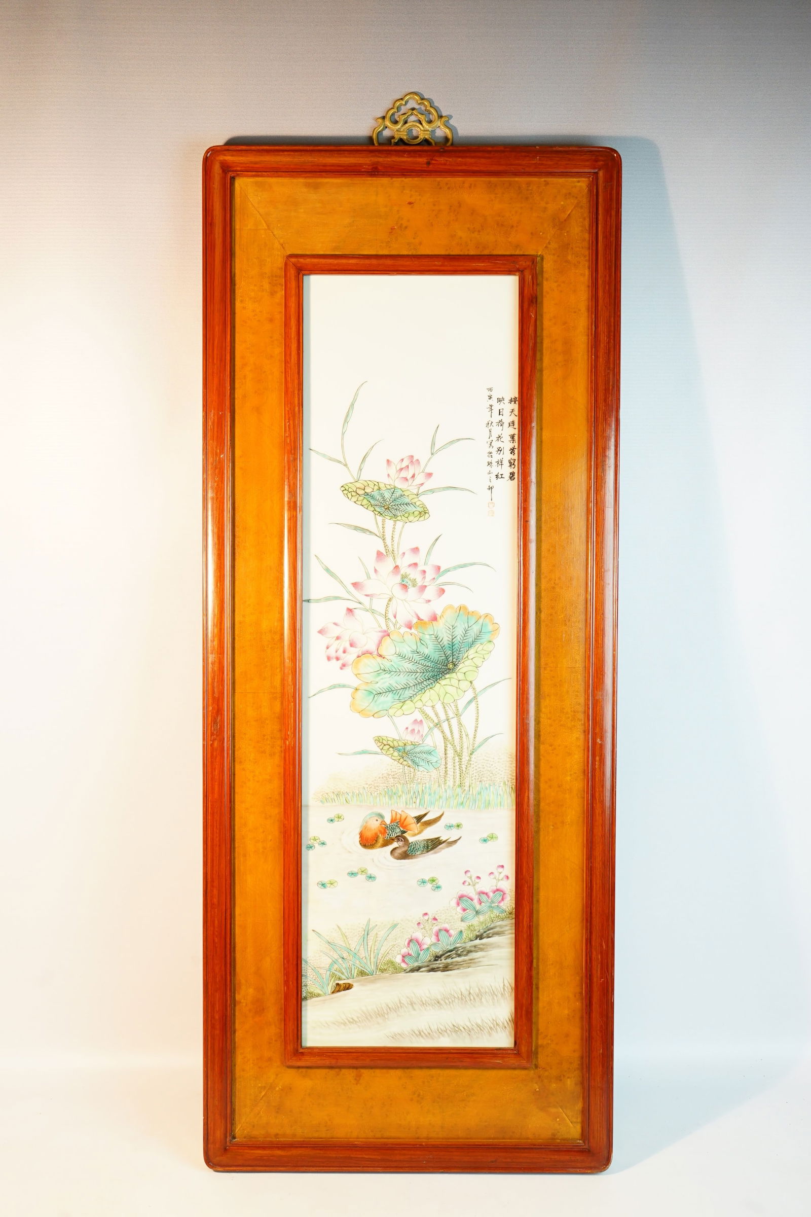 Chinese Famille Rose Porcelain Panel with Lotus and Mandarin Ducks Design (1 of 6)
