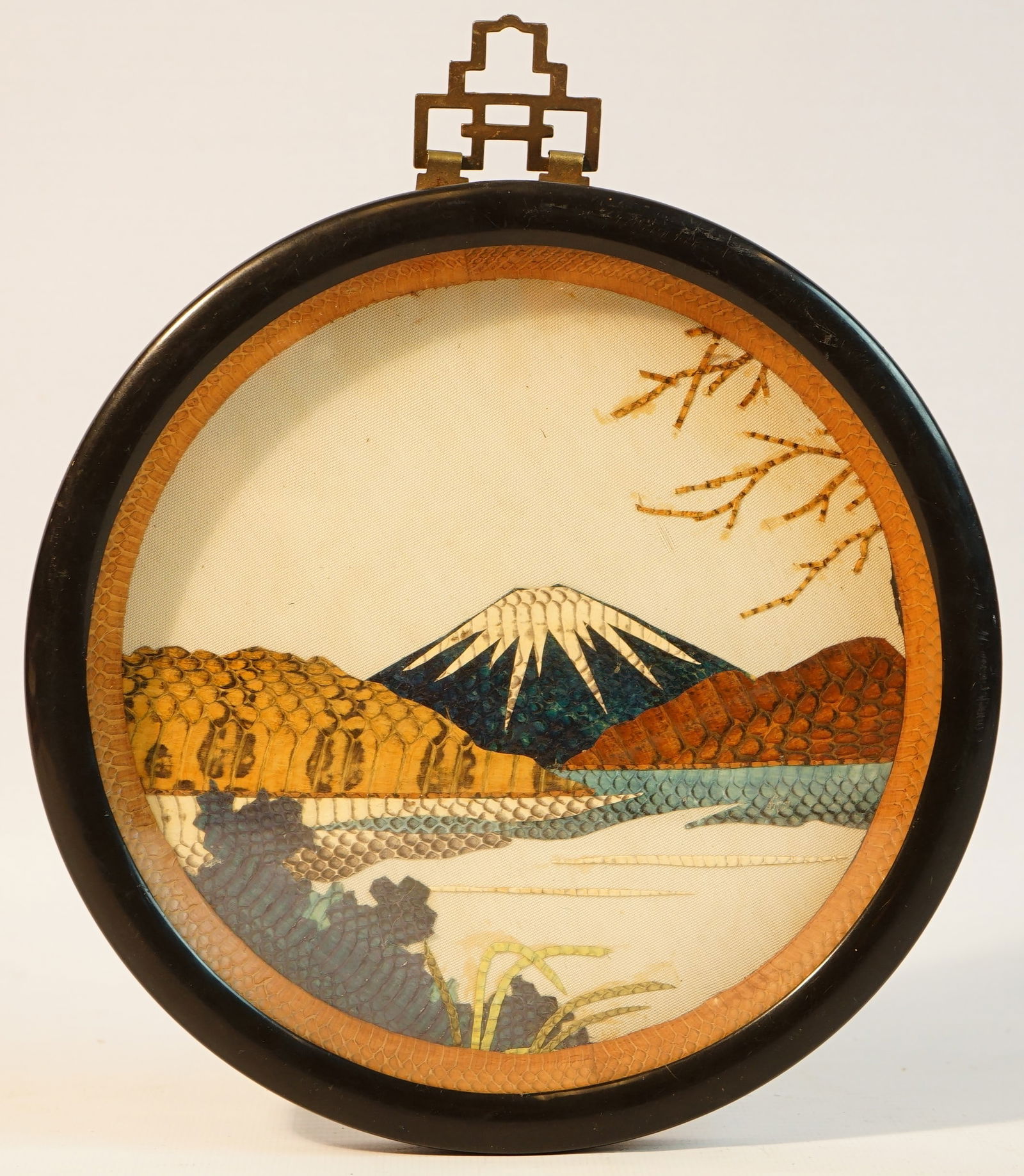 Vintage Japanese Cut Snake Skin Mosaic Artwork ,'Scenery of Mount Fuji' (1 of 3)