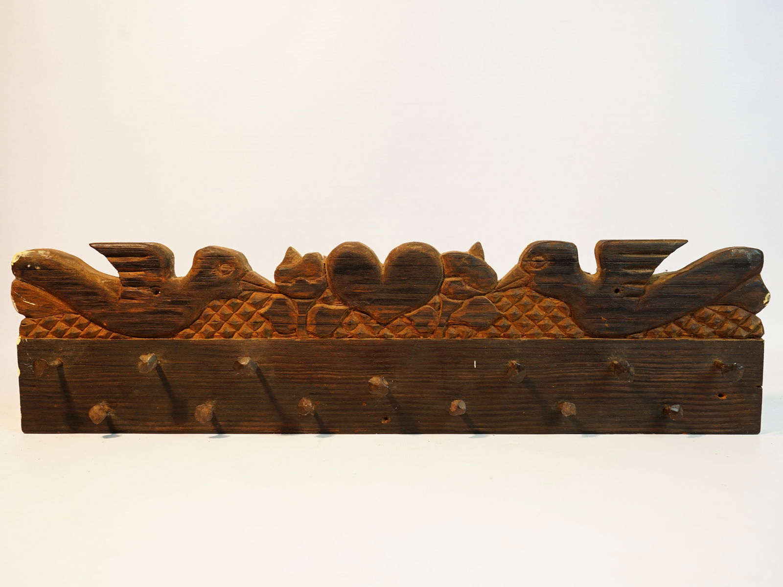 Vintage Folk Art Wood-Carved Coat Rack (1 of 6)