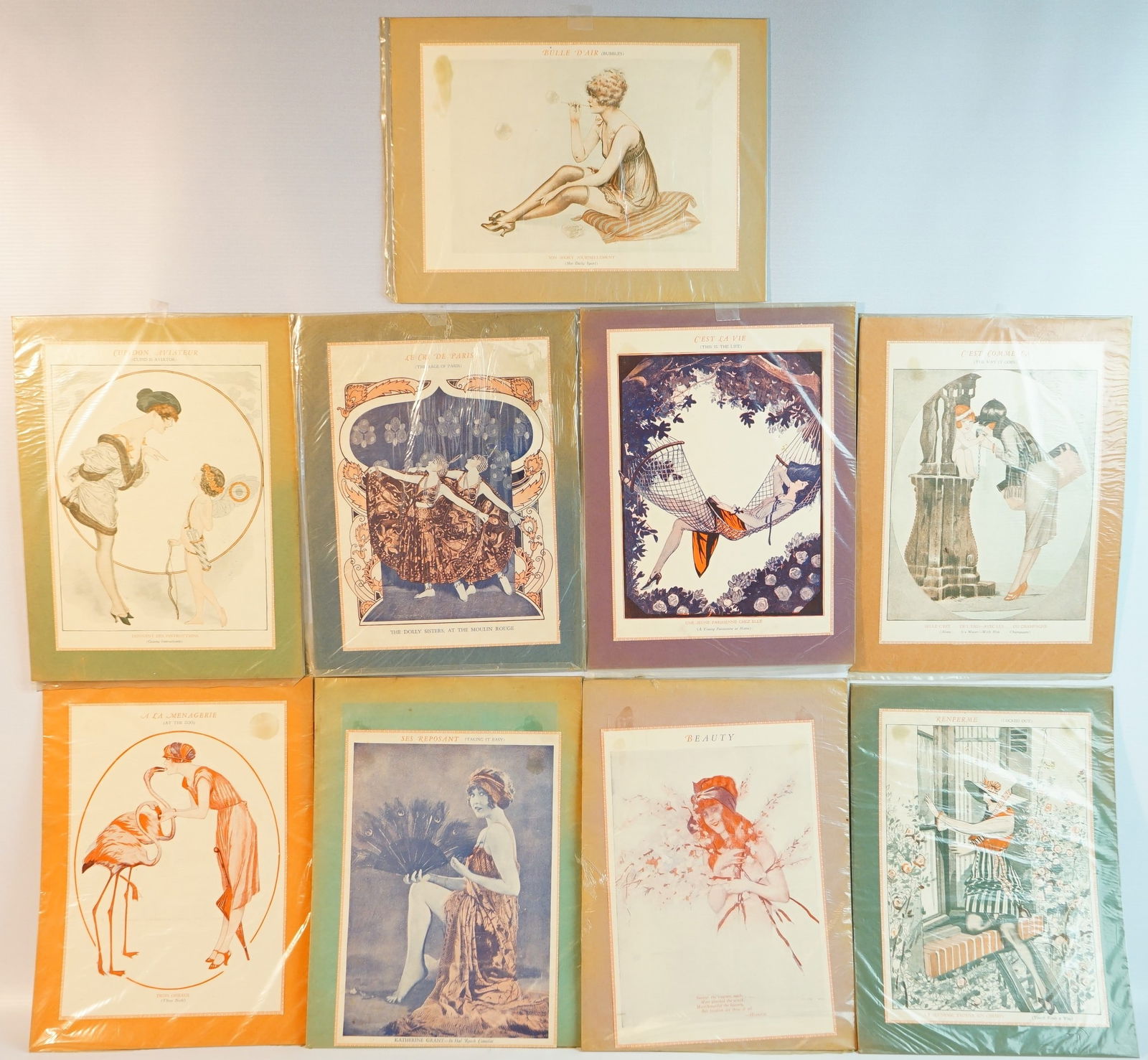 Lot of 9 French 'Female Figures' Color Etching Prints (1 of 6)