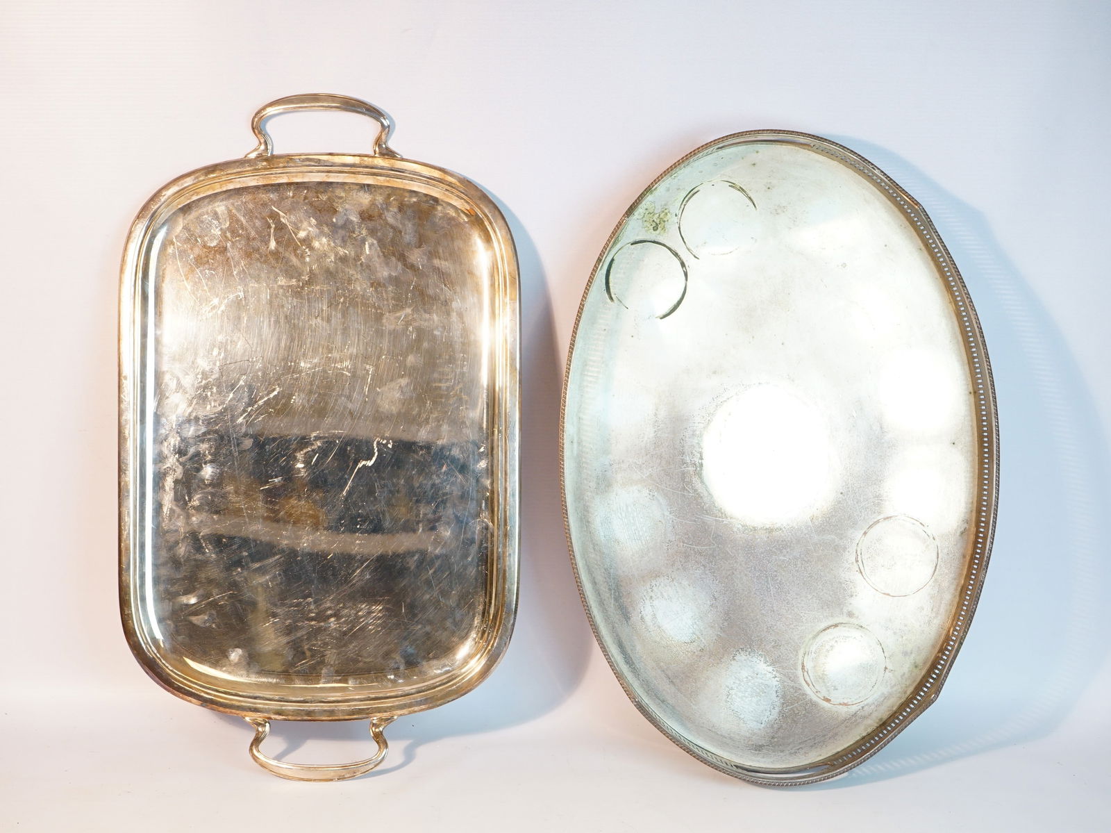 2 Large  Vintage Silver-Plated Trays ,including Ercuis French Tray (1 of 7)