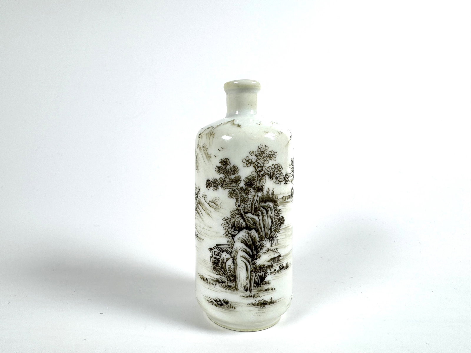 Chinese Grisaille-Decorated Snuff Bottle: Approximate size: H:3.25 in Shipping: We offer in-house shipping services for most small items. This means that we will take care of packing and shipping the items directly to you. For larger or speci