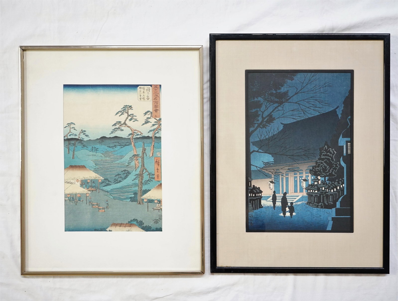Two Japanese Woodblock Prints by Utagawa Hiroshige (1797-1858)and Takeji Asano (1900-1999): Approximate size: 15x16 in/22x14 in Shipping: We offer in-house shipping services for most small items. This means that we will take care of packing and shipping the items directly to you. For larger 