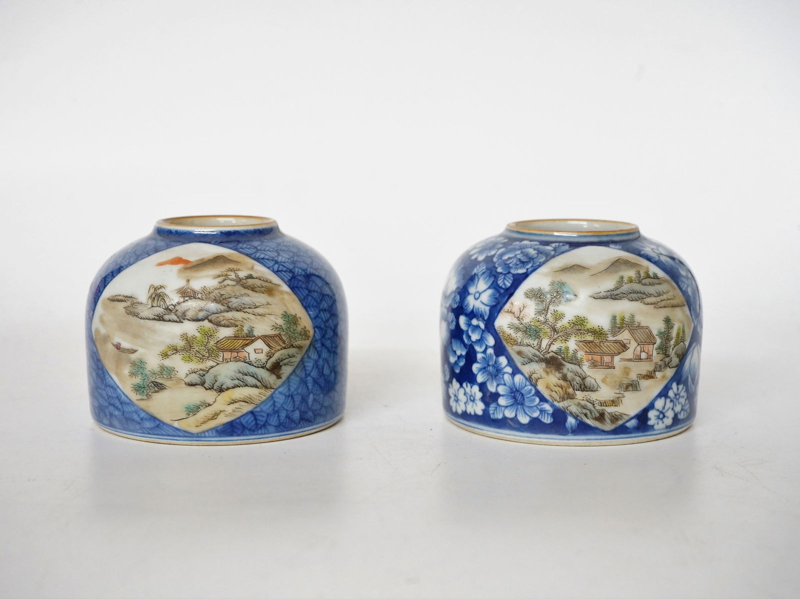 Pair of Chinese Underglaze Blue-Ground 'Medallion' Beehive Waterpots (1 of 10)