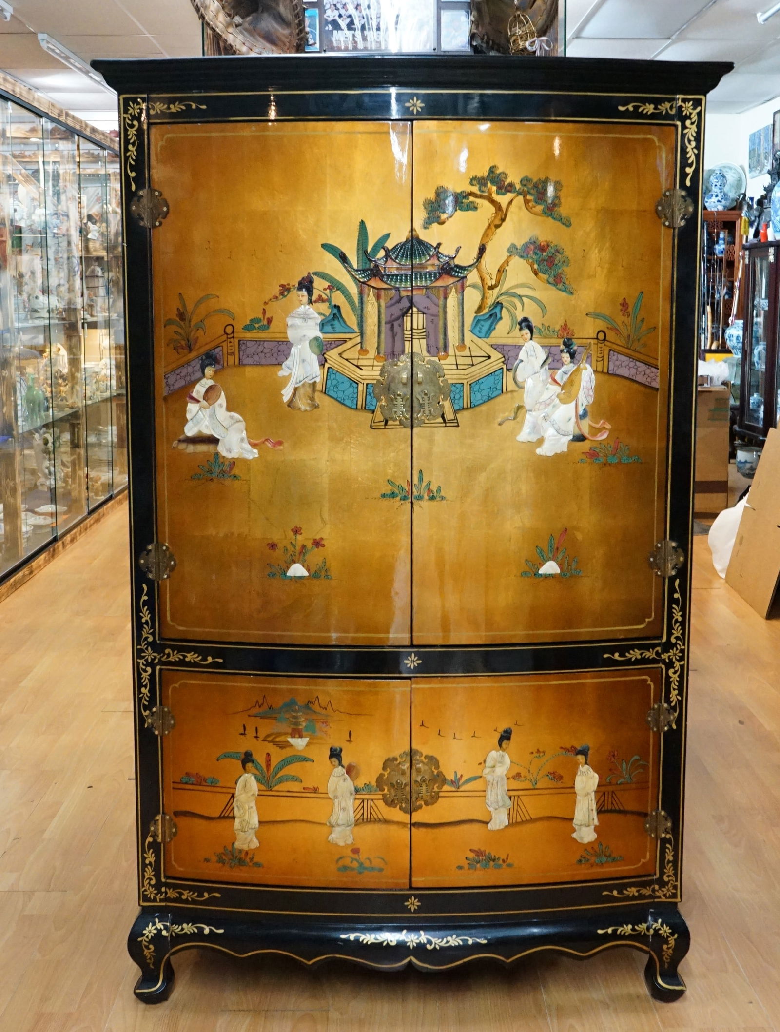 Chinese Hand Painted Lacquer TV Cabinet (1 of 12)