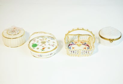 Include 'Derby'C.1820 Porcelain Pierced Basket and box