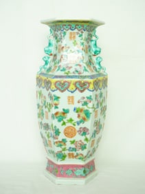 Chinese Hexagonal Famille Rose Vase