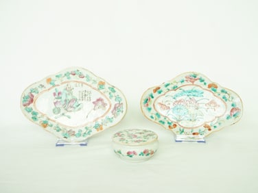Lot of 3 Chinese Export Famille Rose Porcelain Ware,19th Century