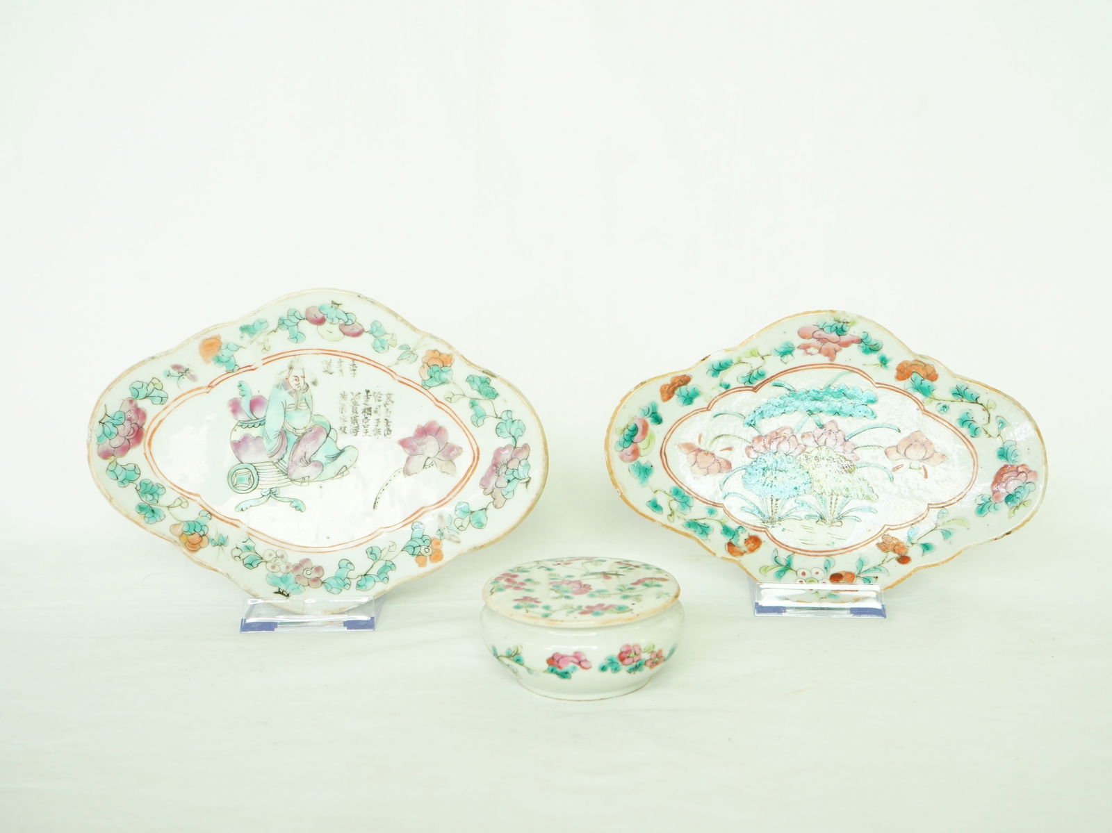 Lot of 3 Chinese Export Famille Rose Porcelain Ware,19th Century (1 of 9)