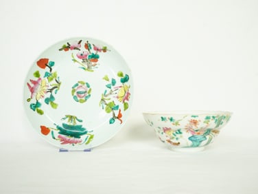 Lot of 2 Chinese Export Famille Rose Porcelain Ware,19th Century