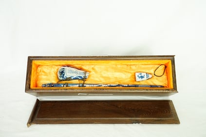 Chinese Traditional  Blue and White  'Dragon'  Scale With Box,20th Century