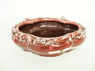 Large Chinese Red-Glazed Squirrel and Grapes' Washer,qing dynasty