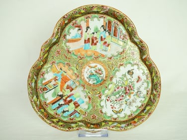 Chinese Export Rose Medallion  Trefoil Dish