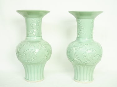 Pair of Chinese Celadon-Glazed Vases,1950S