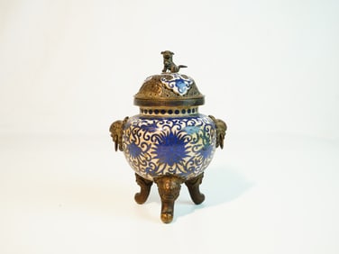 Chinese Cloisonne Enamel on Bronze Censer ,19th Century