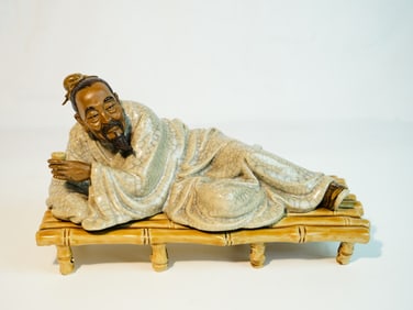 A Chinese Shiwan Pottery Figure By Lin Naihe of Lu Yu