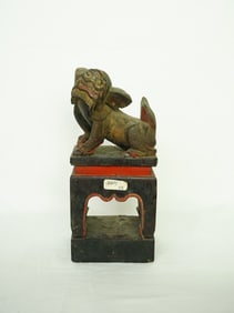 Chinese Wood Carved Figure of  Foodog ,Qing Dynasty