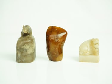 Lot of 3  Chinese Carved Jade Seals